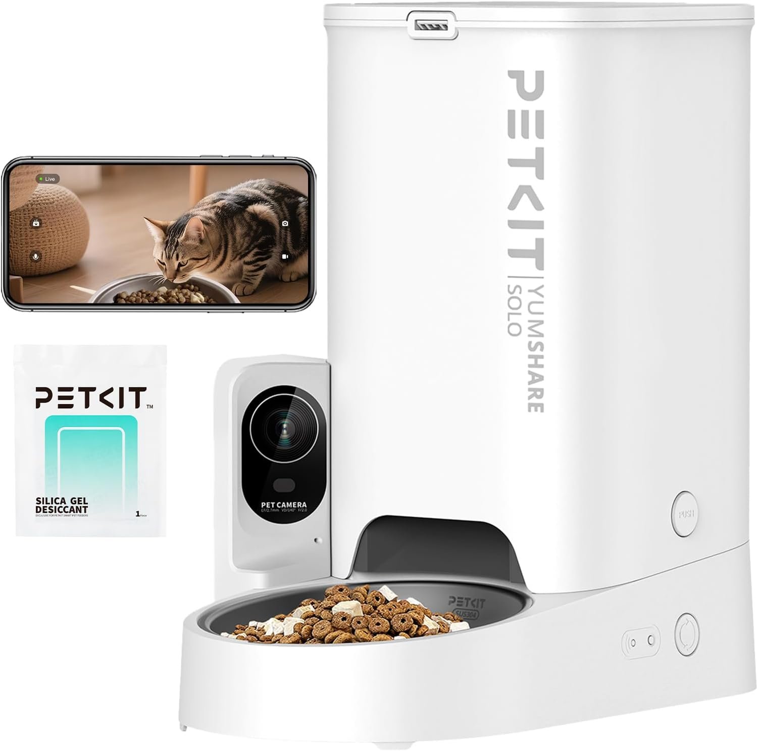 Vista lateral del PETKIT Smart Feeder