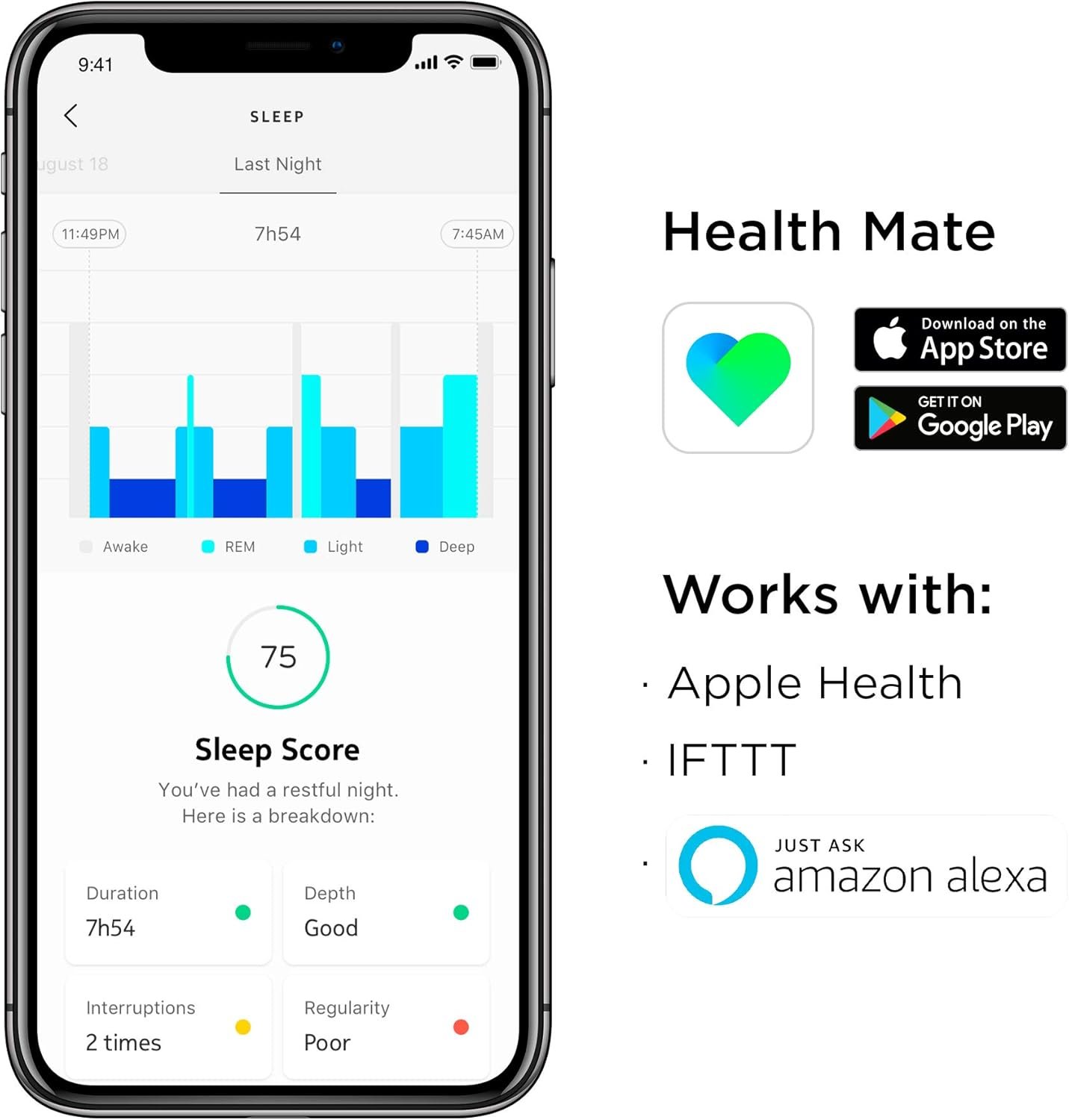 Vista lateral del Withings Sleep Analyzer